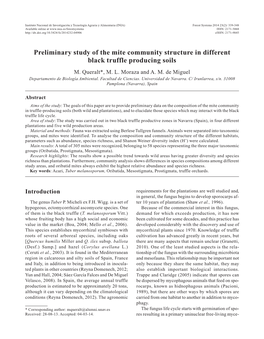 Preliminary Study of the Mite Community Structure in Different Black Truffle Producing Soils M