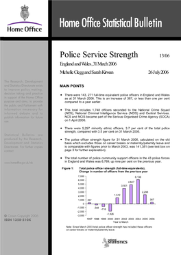 Police Service Strength England and Wales, 31 March 2006