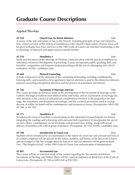 Graduate Course Descriptions