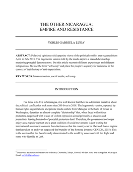 The Other Nicaragua: Empire and Resistance