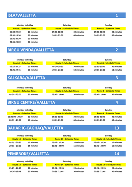 Winter Schedules