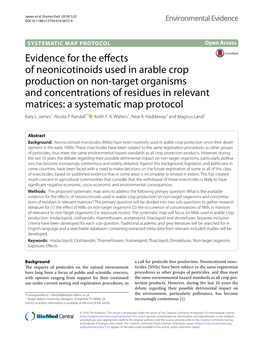 Evidence for the Effects of Neonicotinoids Used in Arable Crop