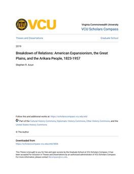 American Expansionism, the Great Plains, and the Arikara People, 1823-1957