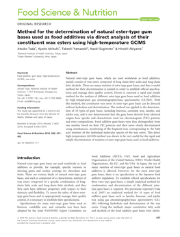 Method for the Determination of Natural Estertype Gum Bases Used As Food Additives Via Direct Analysis of Their Constituent