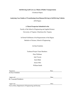 Self-Driving Golf Cart As a Mode of Public Transportation (Technical Paper)