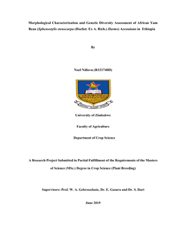 Aracterization and Genetic Diversity Assessment of African Yam S