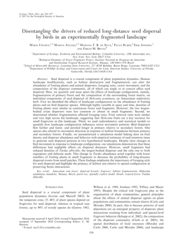 Disentangling the Drivers of Reduced Long-Distance Seed Dispersal by Birds in an Experimentally Fragmented Landscape