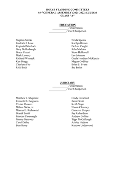 House Committee Assignments