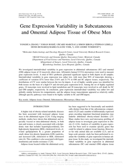 Gene Expression Variability in Subcutaneous and Omental Adipose Tissue of Obese Men