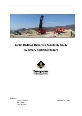 Certej Updated Definitive Feasibility Study Summary Technical Report