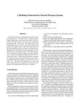 A Modeling Framework for Network Processor Systems