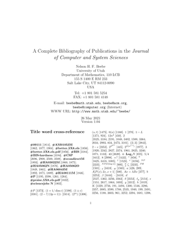 A Complete Bibliography of Publications in the Journal of Computer and System Sciences