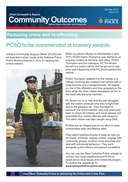 PCSO to Be Commended at Bravery Awards