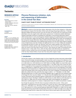 Pliocenepleistocene Initiation, Style, and Sequencing of Deformation In