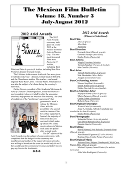 The Mexican Film Bulletin, Volume 18 Number 3 (July-August 2012)