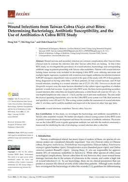 Naja Atra) Bites: Determining Bacteriology, Antibiotic Susceptibility, and the Use of Antibiotics-A Cobra BITE Study