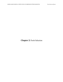 Chapter 2:Tools Selection