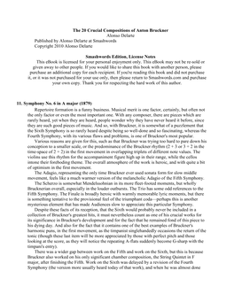 The 20 Crucial Compositions of Anton Bruckner Alonso Delarte Published by Alonso Delarte at Smashwords Copyright 2010 Alonso Delarte