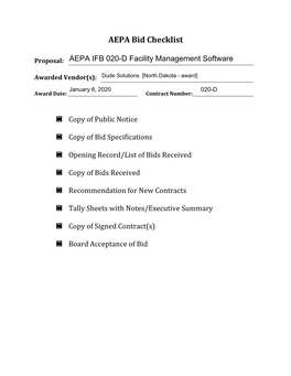 AEPA Bid Checklist