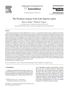 The Penokean Orogeny in the Lake Superior Region Klaus J