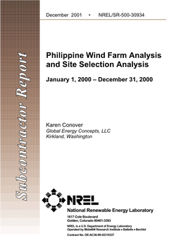 Philippine Wind Farm Analysis and Site Selection Analysis