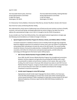 Senate Appropriations Committee Senate Appropriations Committee S-146A the Capitol S-128 the Capitol Washington, DC 20515 Washington, DC 20515