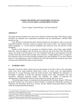 Storm Tide Hindcasts for Hurricane Hugo: Into an Estuarine and Riverine System