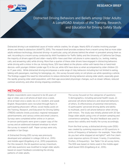 Distracted Driving Behaviors and Beliefs Among Older Adults: a Longroad Analysis of the Training, Research, and Education for Driving Safety Study