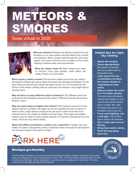 Information on Meteors and S'mores Programming