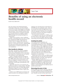 Benefits of Using an Electronic Health Record