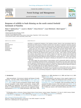 Response of Wildlife to Bush Thinning on the North Central Freehold Farmlands of Namibia T