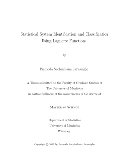 Statistical System Identification and Classification Using Laguerre