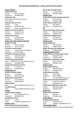 Selsdon and Sanderstead – Clubs, Societies and Groups