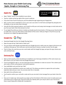 How Access Your Debit Card Using Apple, Google Or Samsung Pay