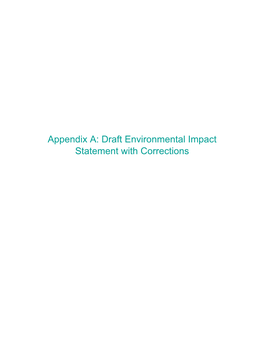 Appendix A: Draft Environmental Impact Statement with Corrections