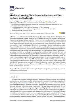 Machine Learning Techniques in Radio-Over-Fiber Systems and Networks