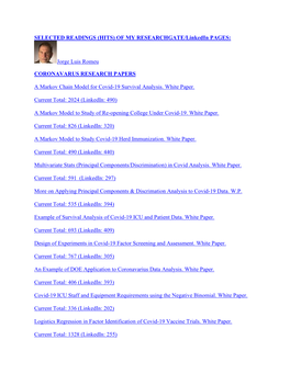 SELECTED READINGS (HITS) of MY RESEARCHGATE/Linkedin PAGES