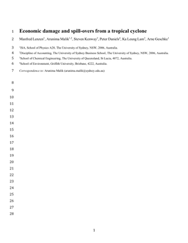 Economic Damage and Spill-Overs from a Tropical Cyclone 2 Manfred Lenzen1, Arunima Malik1,2, Steven Kenway3, Peter Daniels4, Ka Leung Lam3, Arne Geschke1