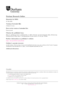 Diversity and Biostratigraphic Utility of Ordovician Brachiopods in the East Baltic.', Estonian Journal of Earth Sciences., 67 (3)