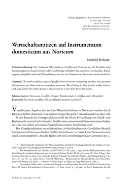 Wirtschaftsnotizen Auf Instrumentum Domesticum Aus Noricum