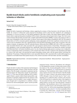 Bundle Branch Blocks And/Or Hemiblocks Complicating Acute Myocardial Ischemia Or Infarction