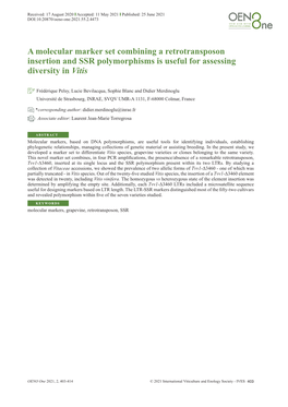 A Molecular Marker Set Combining a Retrotransposon Insertion and SSR Polymorphisms Is Useful for Assessing Diversity in Vitis