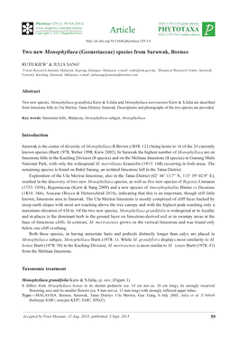 Two New Monophyllaea (Gesneriaceae) Species from Sarawak, Borneo
