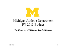 Michigan Athletic Department FY 2013 Budget