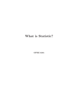 What Is Statistic?