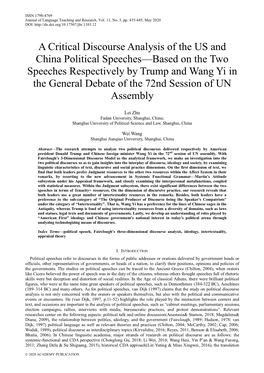 A Critical Discourse Analysis of the US and China Political Speeches