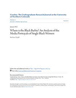 An Analysis of the Media Portrayals of Single Black Women Breonna Tindall