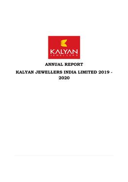 Annual Report Kalyan Jewellers India Limited 2019 - 2020