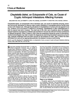 Cryptic Arthropod Infestations Affecting Humans BENJAMIN KEH, MS, and ROBERT S