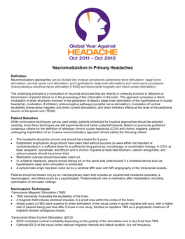 Neuromodulation in Primary Headaches
